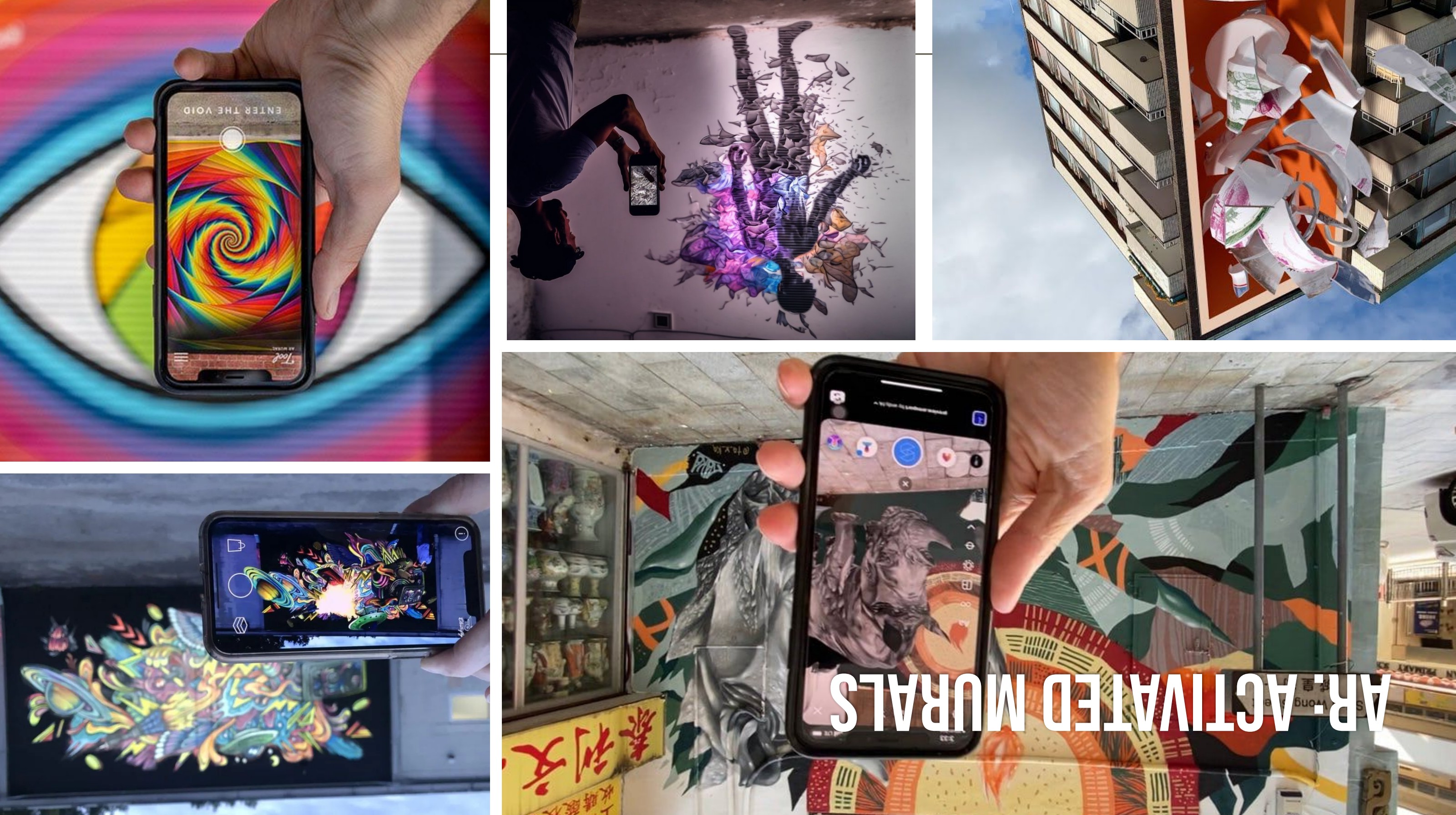 AR-activated street murals viewed through a smartphone